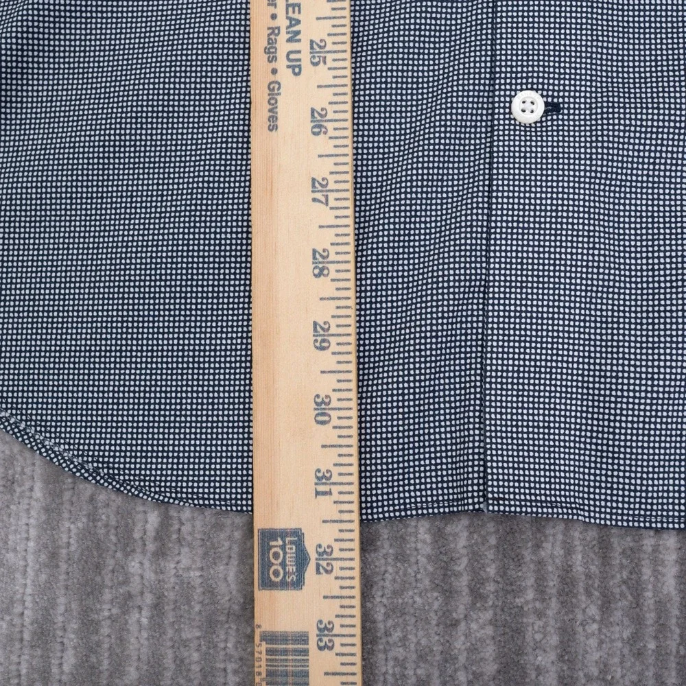 Banana Republic Camden Fit Non-Iron Dress Shirt Mens Large Navy Micro Check L